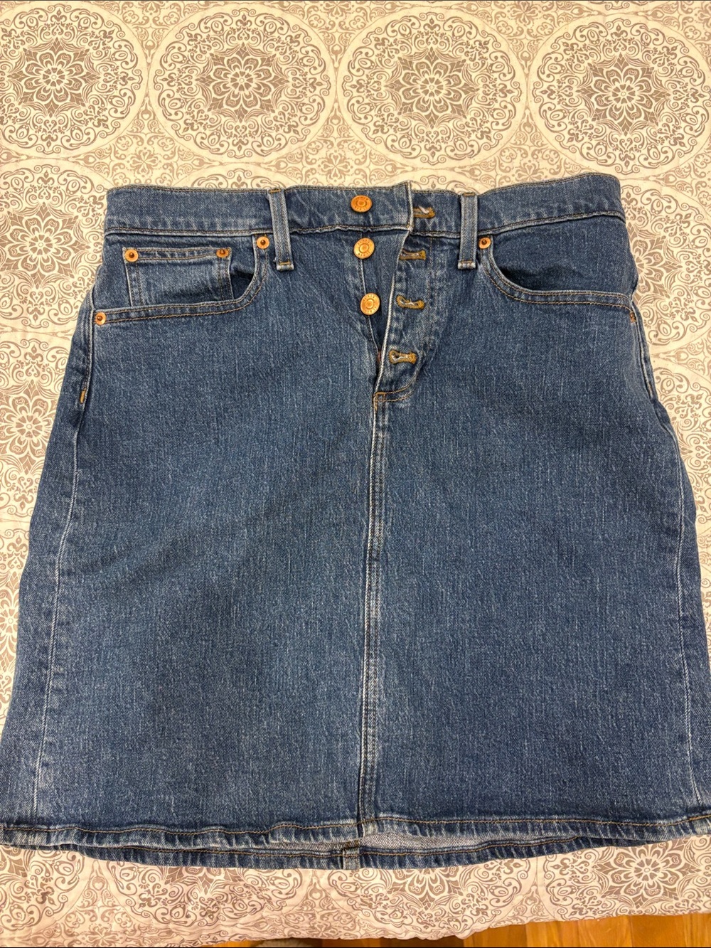 J. Crew Dark Blue Denim Button-Front Pencil Skirt